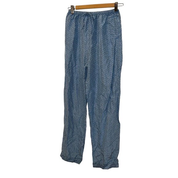 Lands' end powder blue bird sky ski day SILK snowflake print lounge pants S - Picture 1 of 5